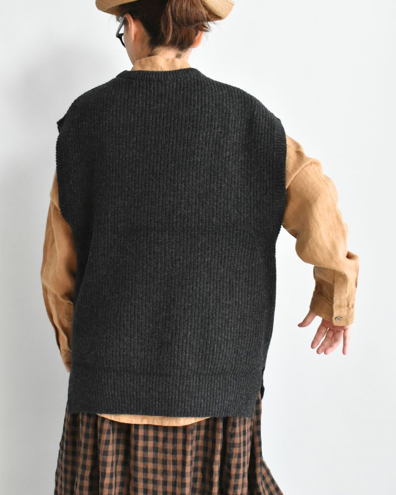 JAPAN RIDGE KNITTING VEST Charcoal