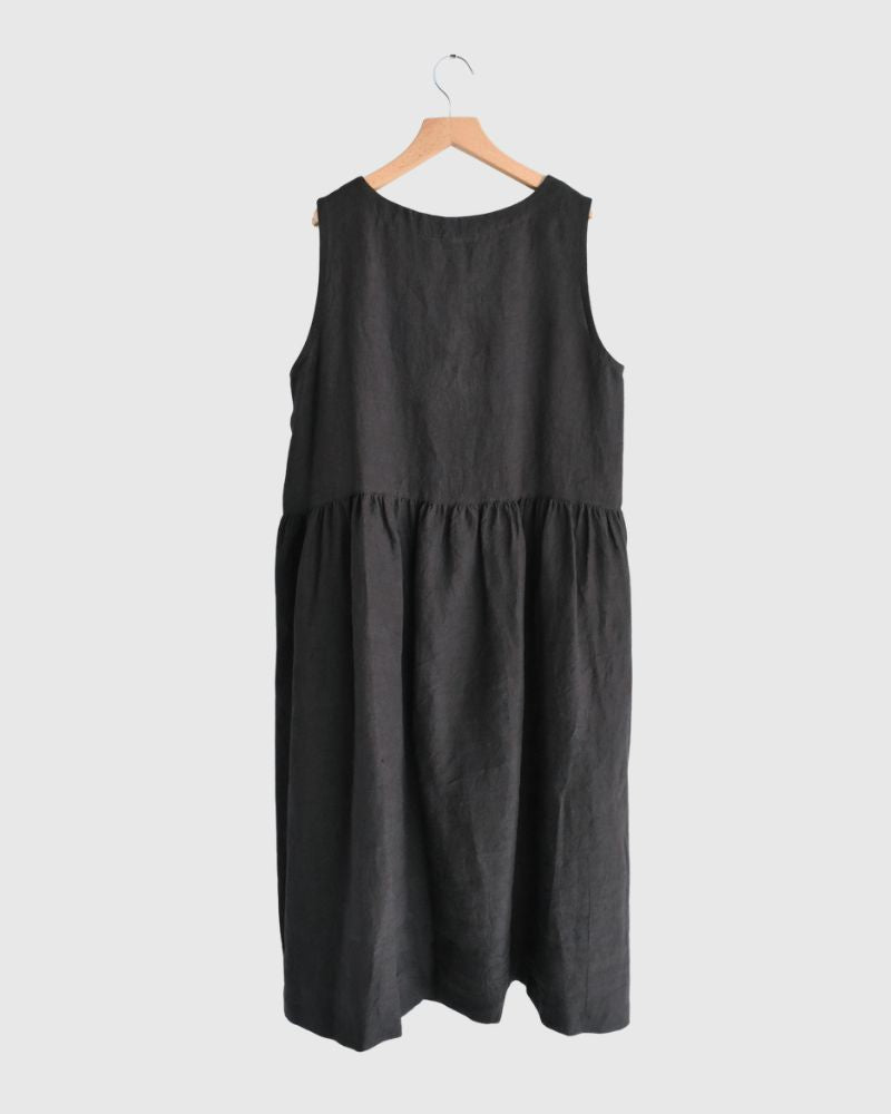 ノースリーブギャザードレス（LINEN） Black
