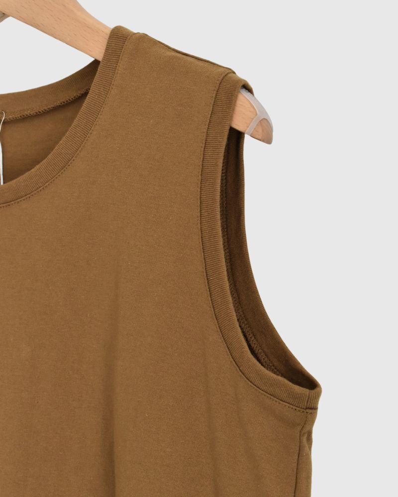 ノースリーブ ドロストTシャツ DarkCamel