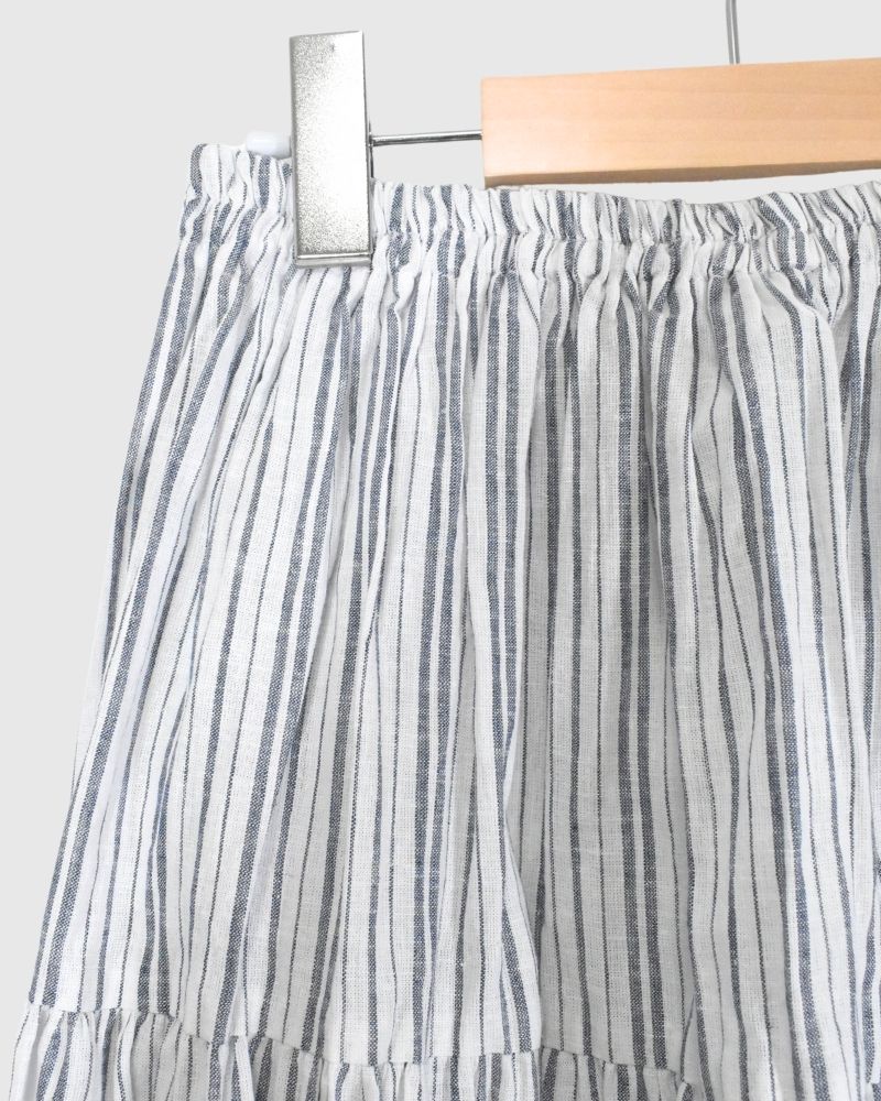 【sale】リネンティアードスカート　Double Navy