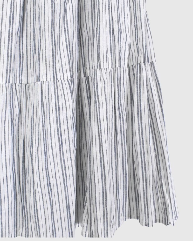 【sale】リネンティアードスカート　Double Navy