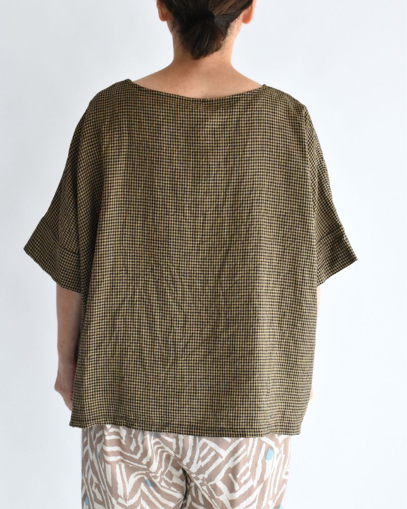 ワイドカフス Tブラウス Camel/Black