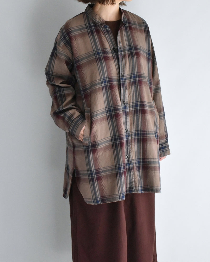 STAND COLLAR SHIRT Mocha