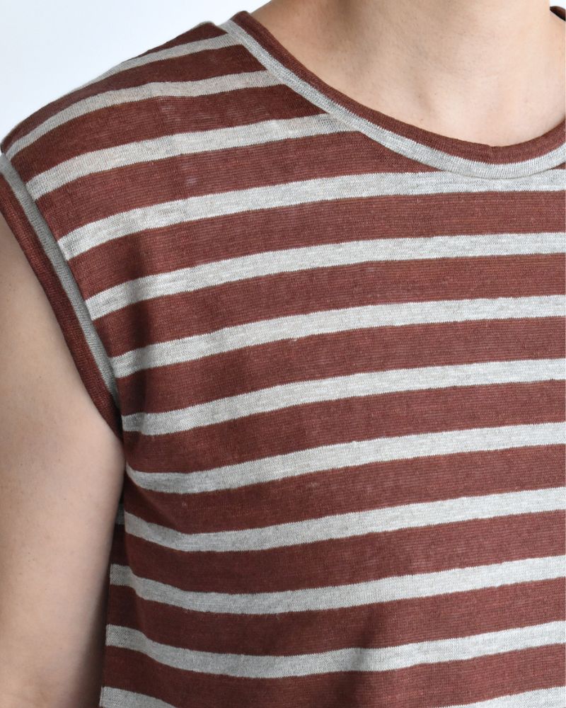 ボーダータンクトップ Brown/Natural