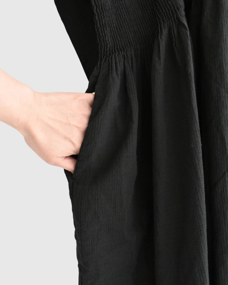 MINI PINTUCK PULLOVER DRESS Black