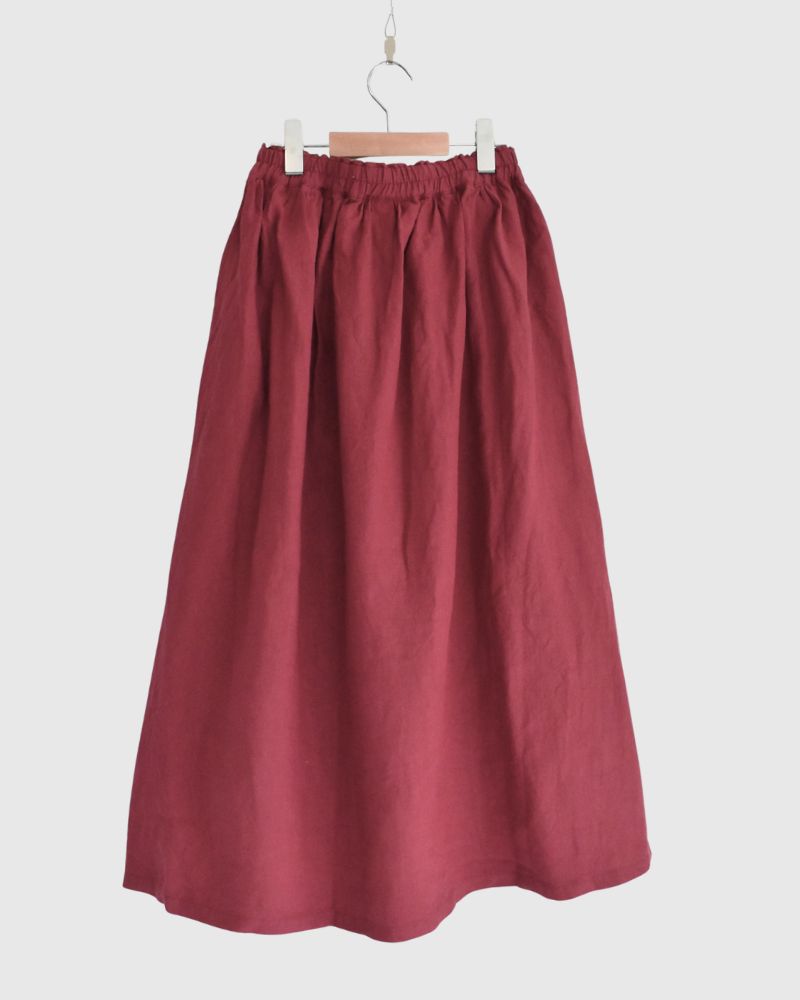カラーリネン スカート Red