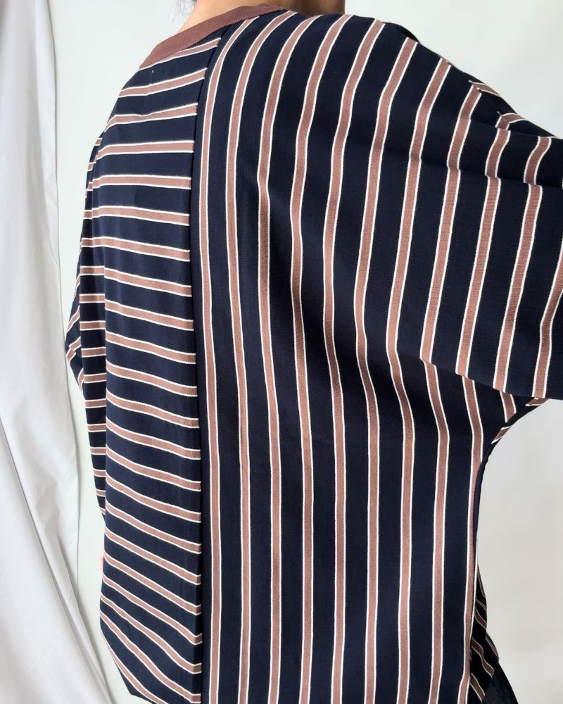 【sale】ネイビーマルチボーダードルマントップ NAVY MULTI