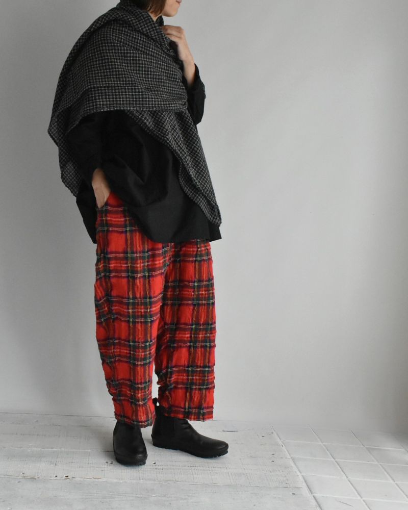 コットンウール タータンチェックパンツ Red