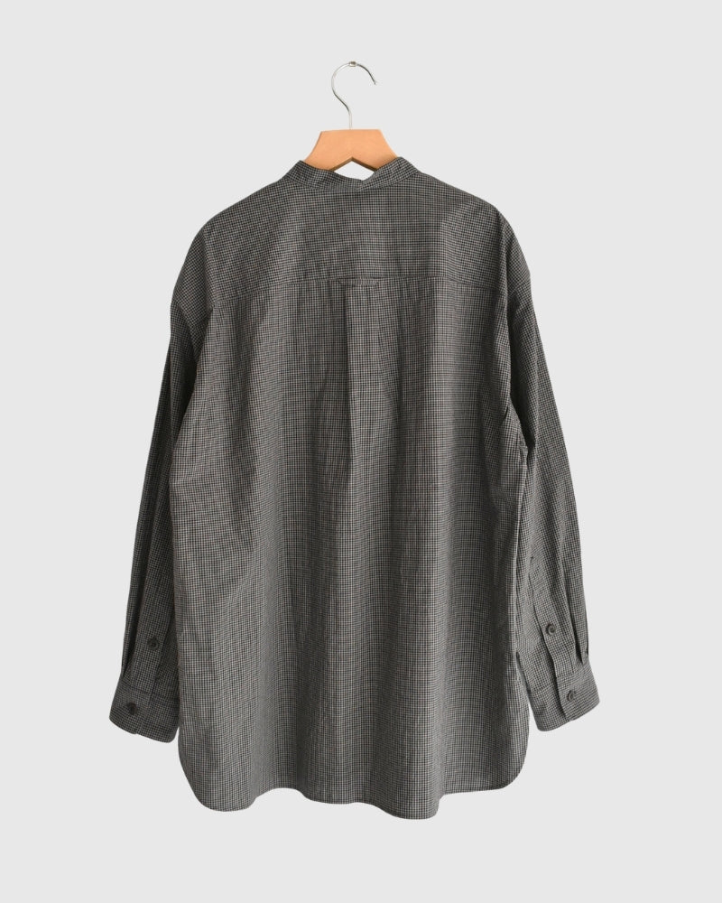 ユーティリティ バンドカラーシャツ BrownGingham