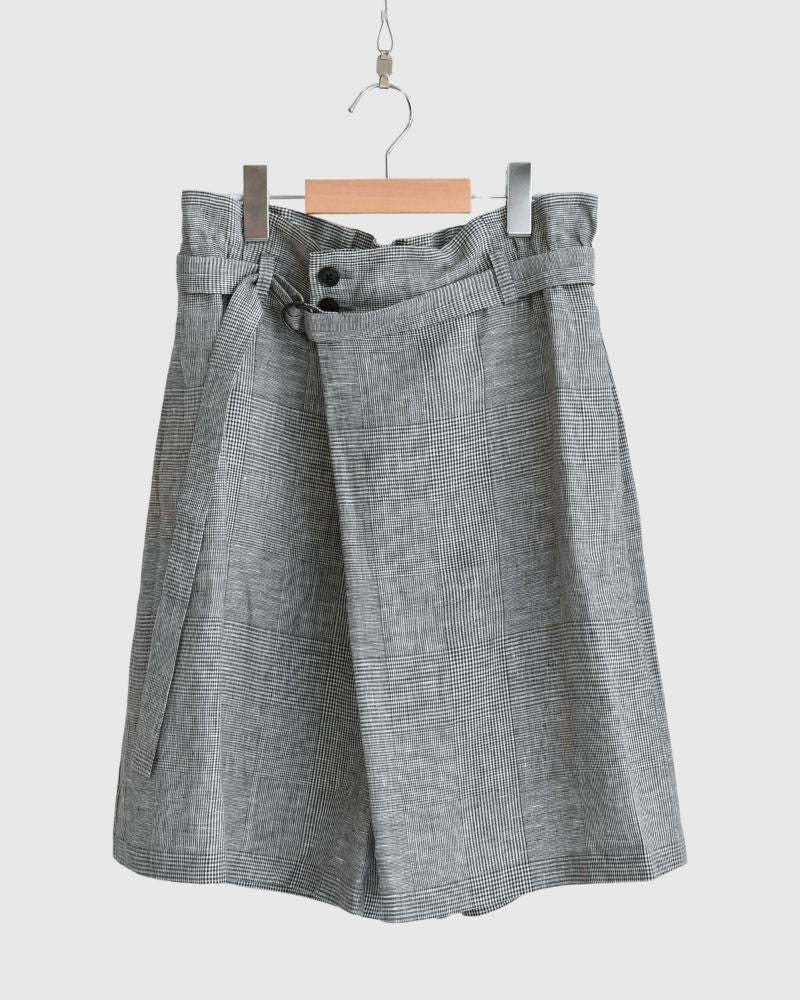 【sale】DREAMING グレンチェック リネンショートパンツ Gray