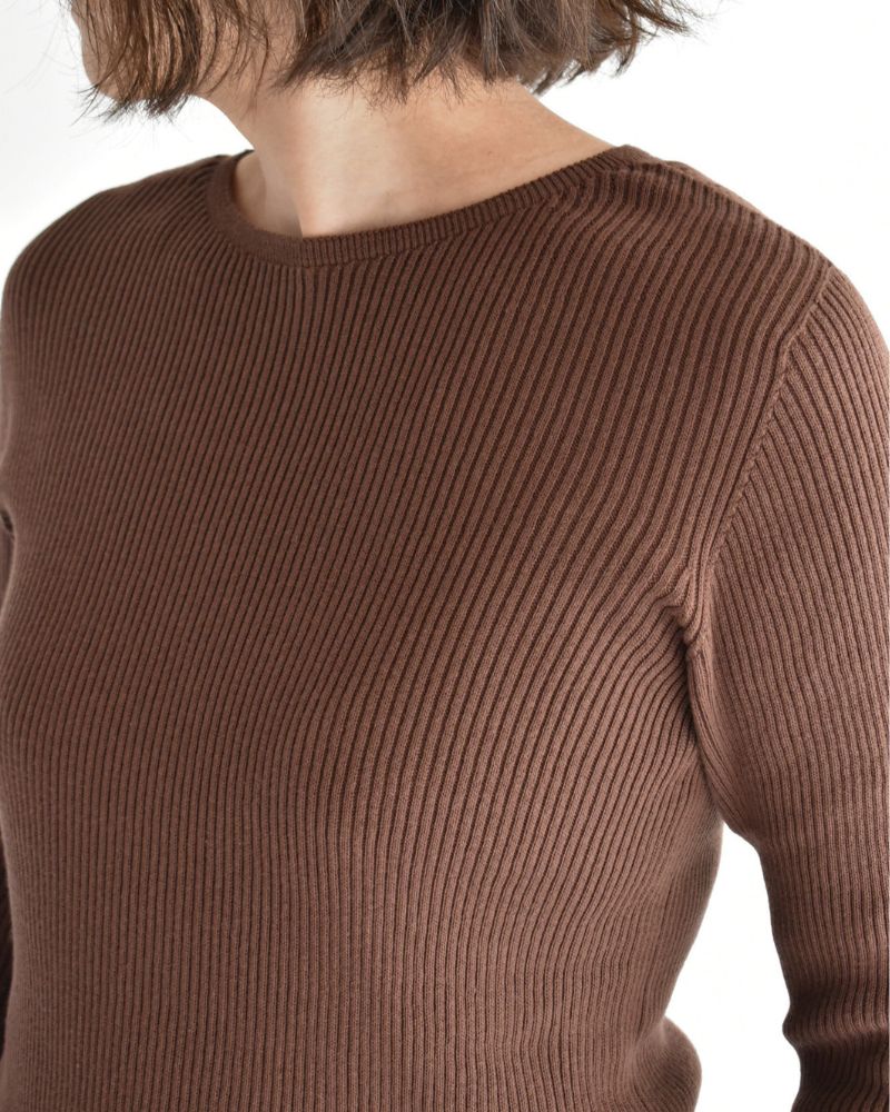 JAPAN WHOLEGARMENT リブニットプルオーバー Brown