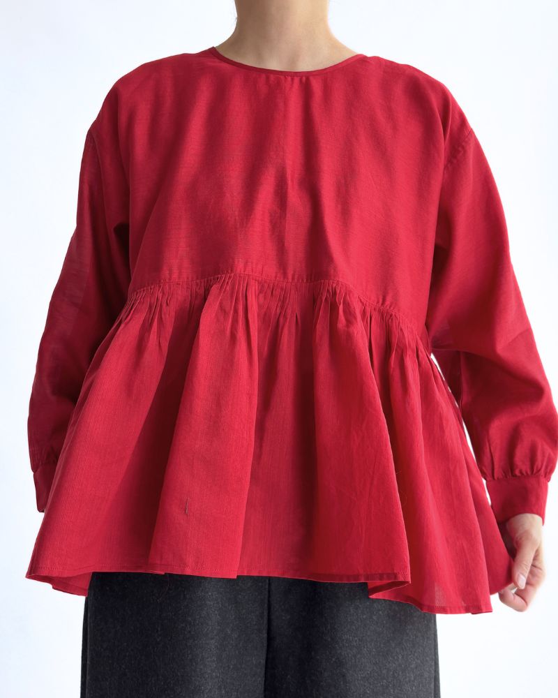 RAHASTHAN TUCK GATHERED PULLOVER Red