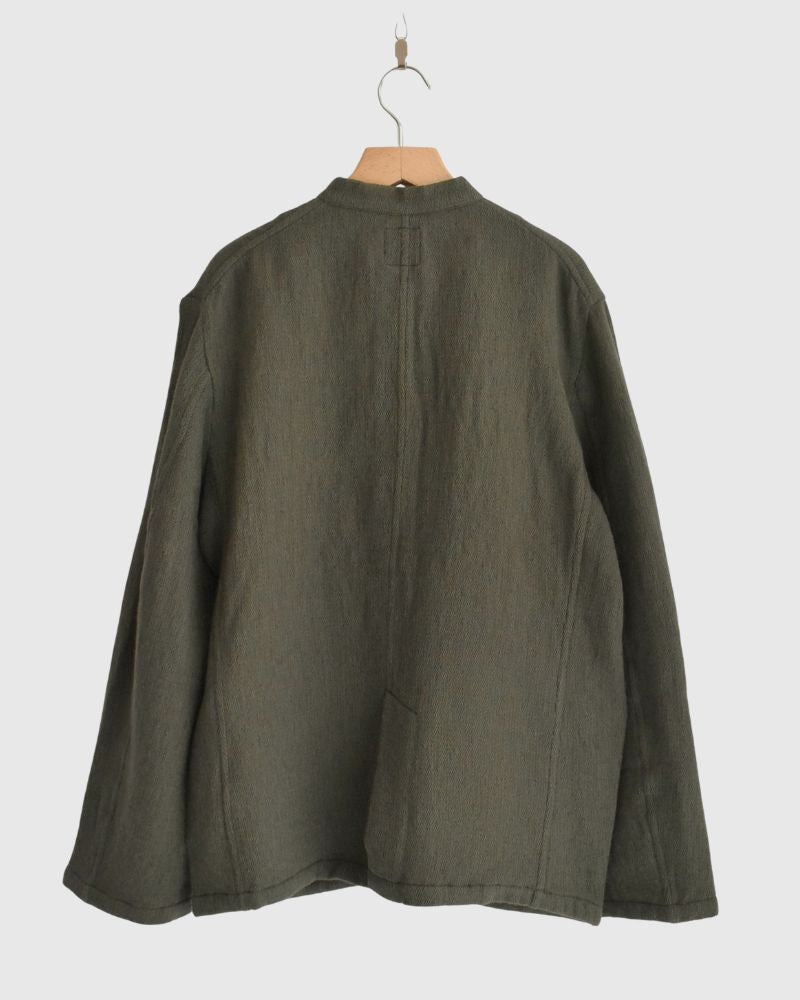 STAND COLLAR FLY FRONT JACKET Olive