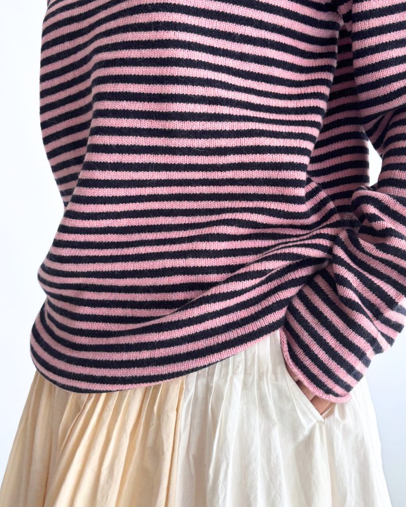 ボーダーニットプルオーバー Pink/Navy
