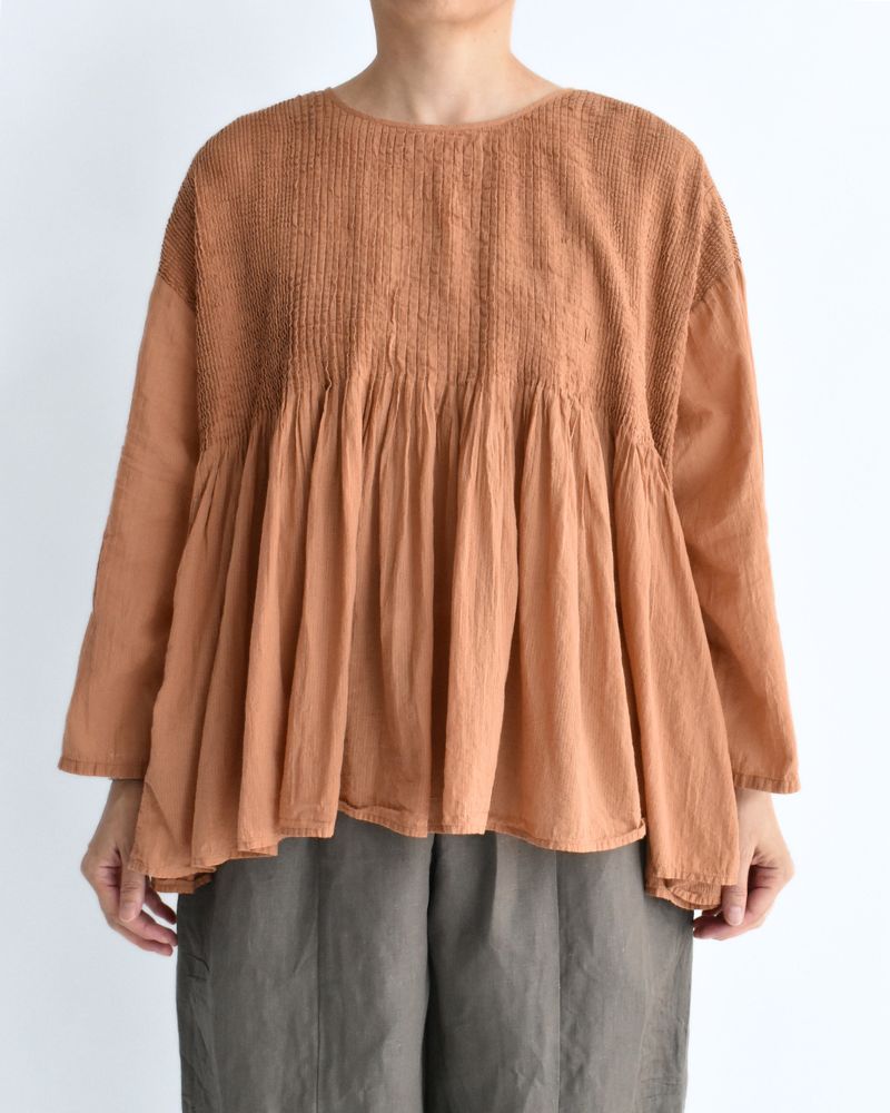 CREW-NECK 3/4 SL SHIRT WITH MINI PINTUCK DarkOrange