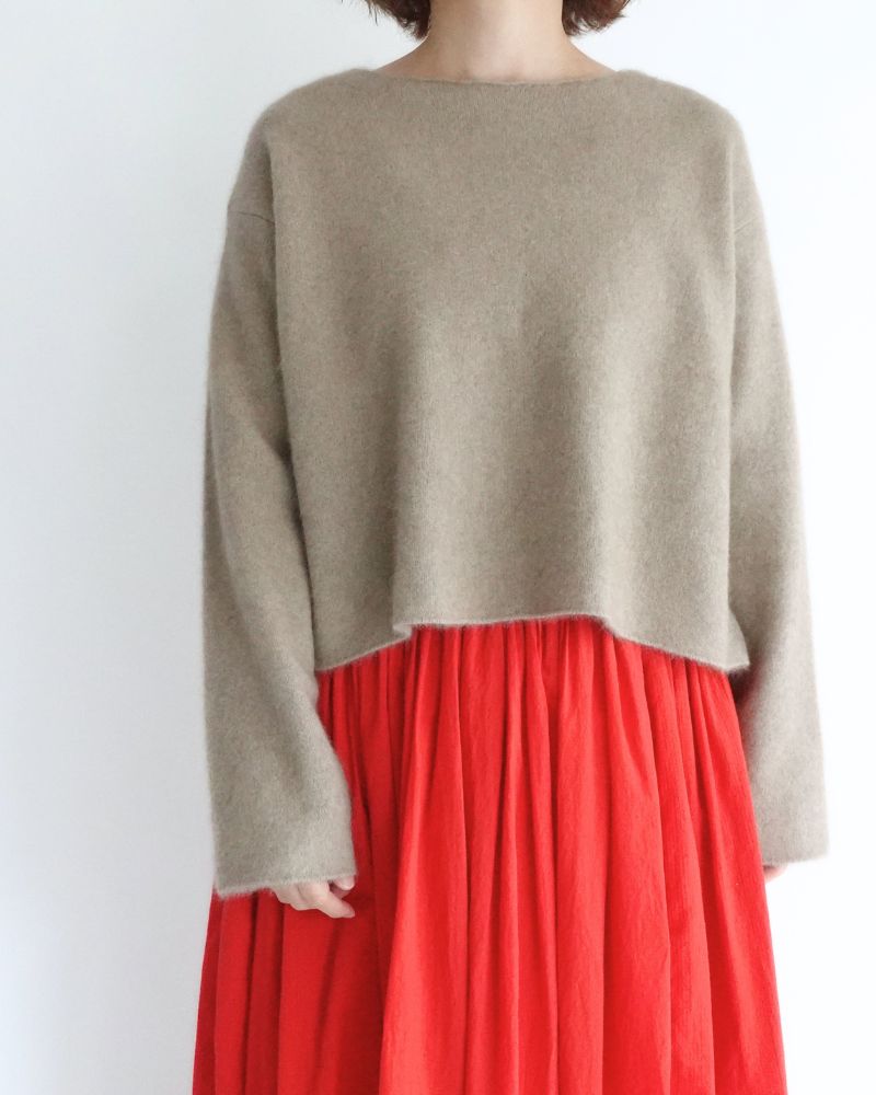 ラクリッチ クルーネックニットプルオーバー Natural