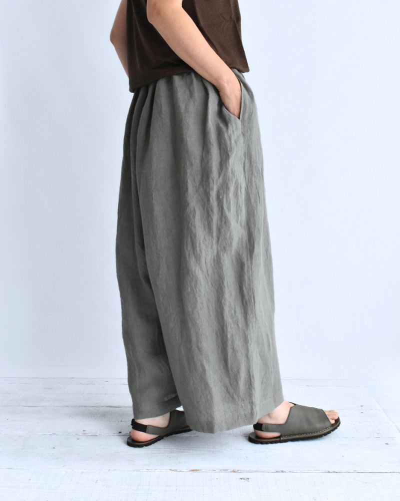 ワイドコクーン ギャザーパンツ（LINEN） Gray