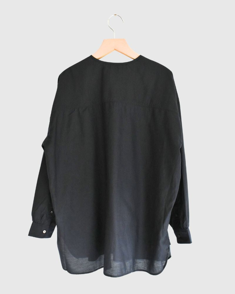 BANGALORE COTTON/SILK PLAIN PULLOVER SHIRT Navy