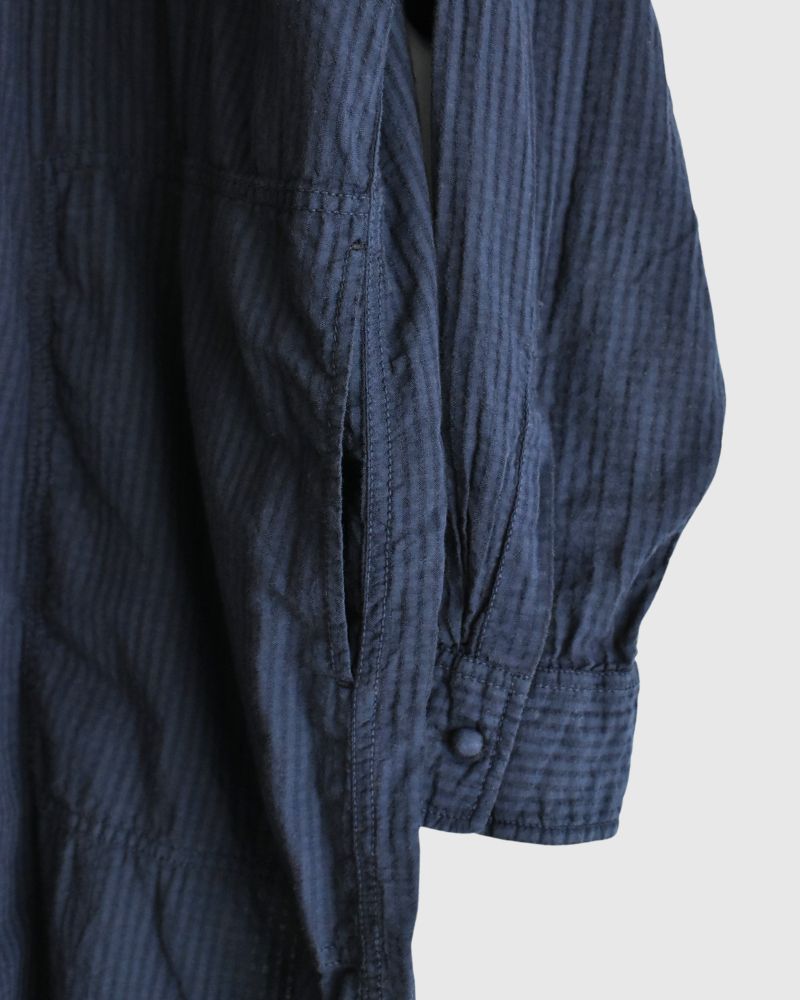 80s ORGANIC CHECK COMBI OVERDYE / BALL BUTTON 4 POCKET LONG JACKET Navy