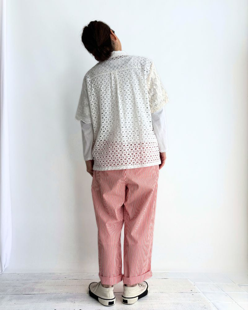 POPLIN STRIPE EASY PANTS OrangeStripe