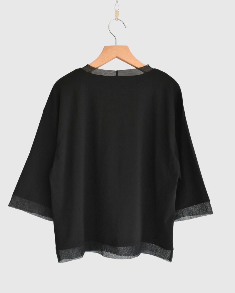 ANAIA SMOOTH/TULLE プルオーバー Black