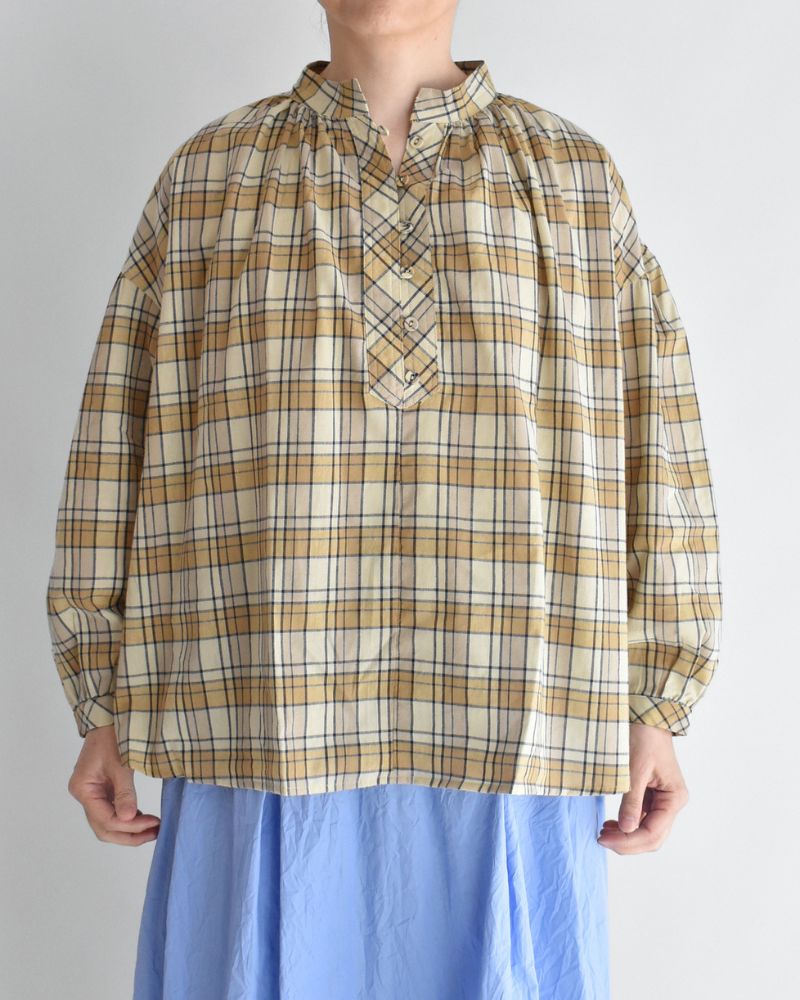 チェックヘンリーシャツ Beige/NavyCheck