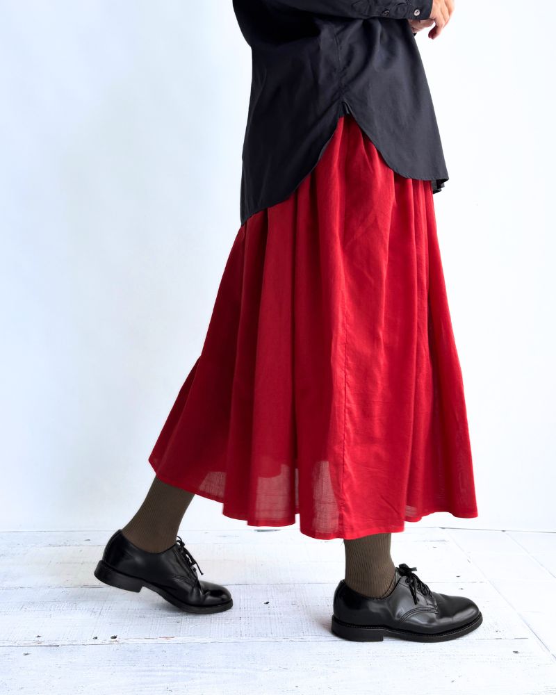 RAJASTHAN TUCK GATHERED SKIRT WITH LINING Red