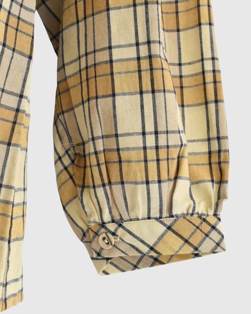 チェックヘンリーシャツ Beige/NavyCheck