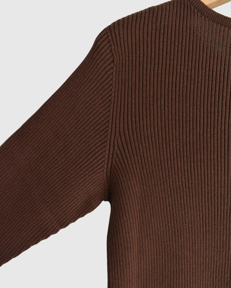 JAPAN WHOLEGARMENT リブニットプルオーバー Brown