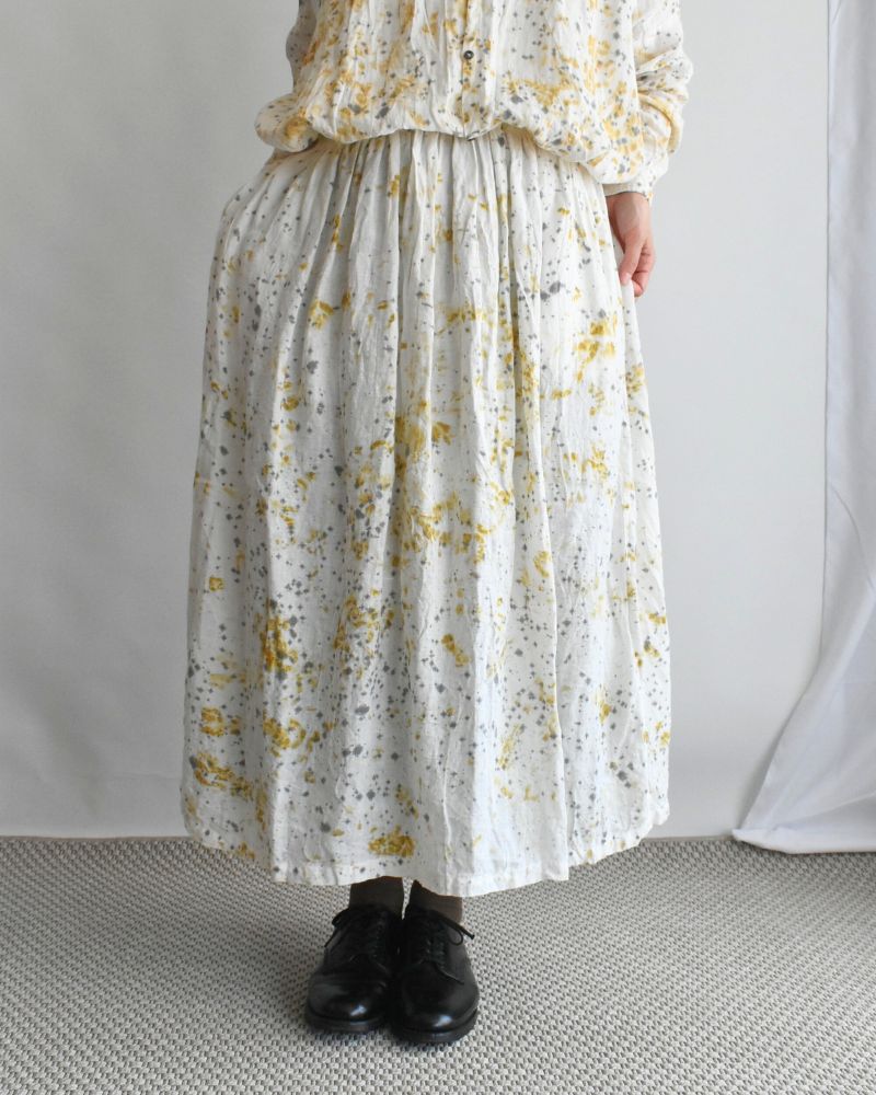 CATECHU×SHIBUKI×SUMI LINEN HAND DYE SKIRT SumiMarble