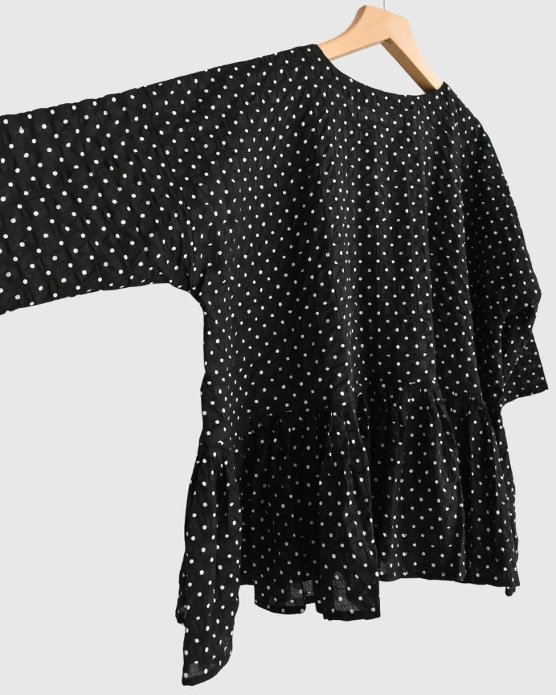 リップルドット カシュクールブラウス Black/White