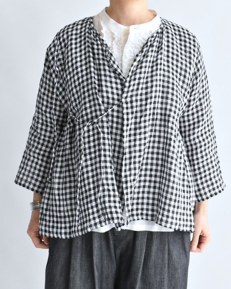 ギンガムチェックカシュクールブラウス BlackCheck