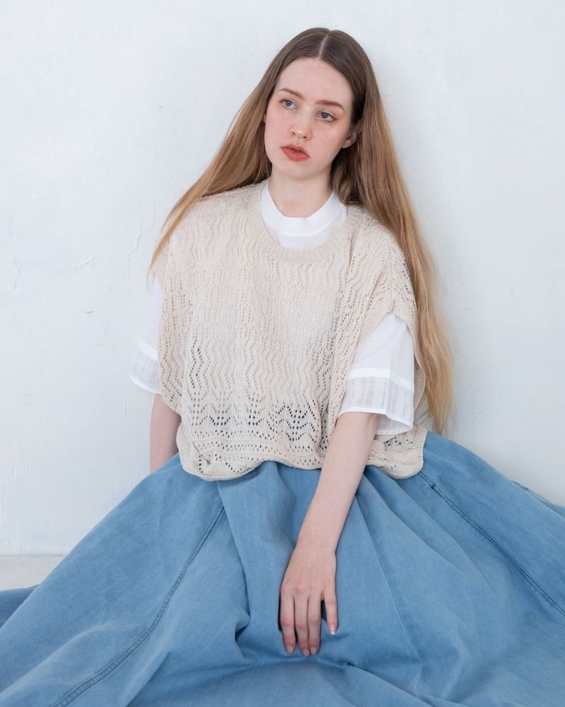 【予約】S/S TT194 コットンリネンのニットベスト（3月）
