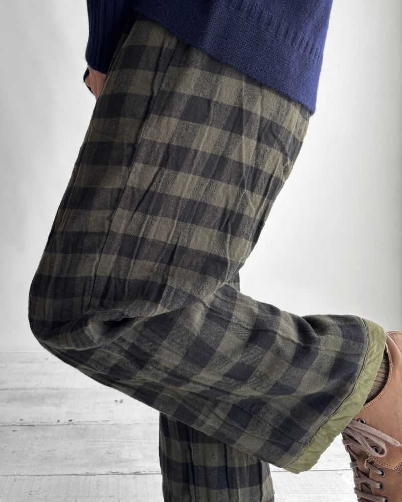 40s ORGANIC POPLIN (OVERDYE) EASY PANTS ArrasGreen