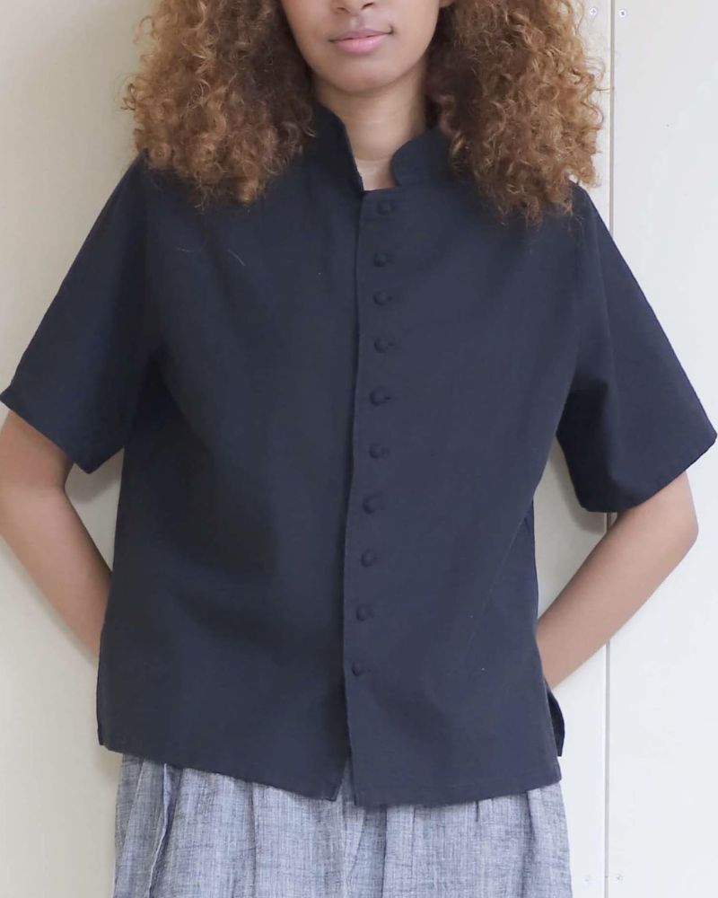 【予約】S/S 8T005 スタンドカラー半袖シャツ（3月）