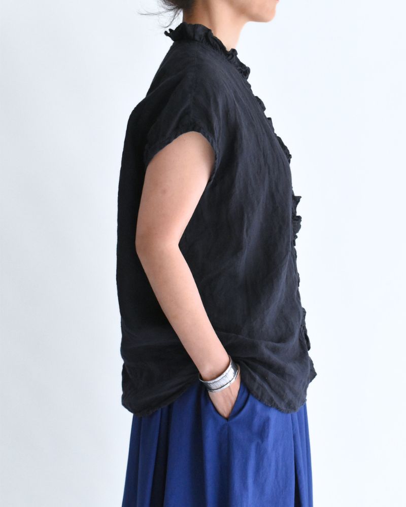 FRENCH/SL FRILL COLLAR SHIRTS Marine