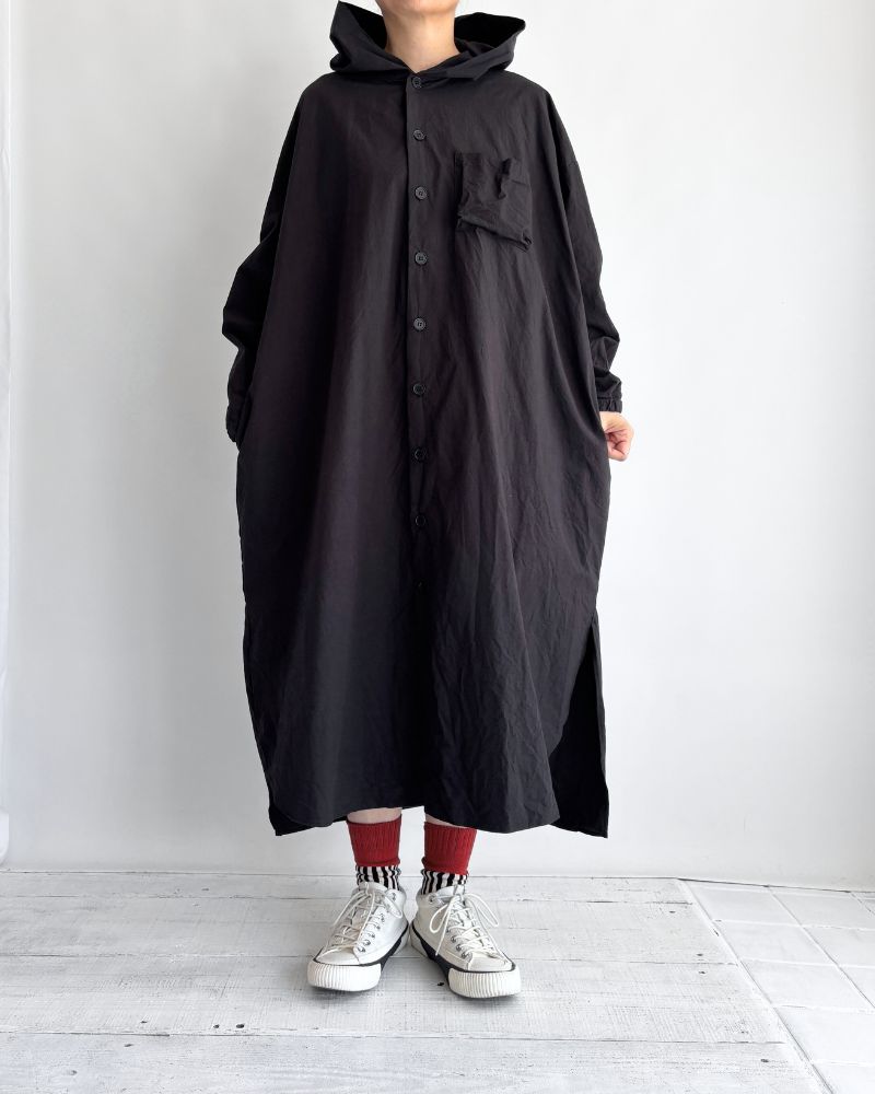 フードコートワンピース Black