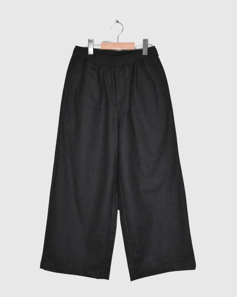 WOOL FLANNEL EASY WIDE PANTS Charcoal