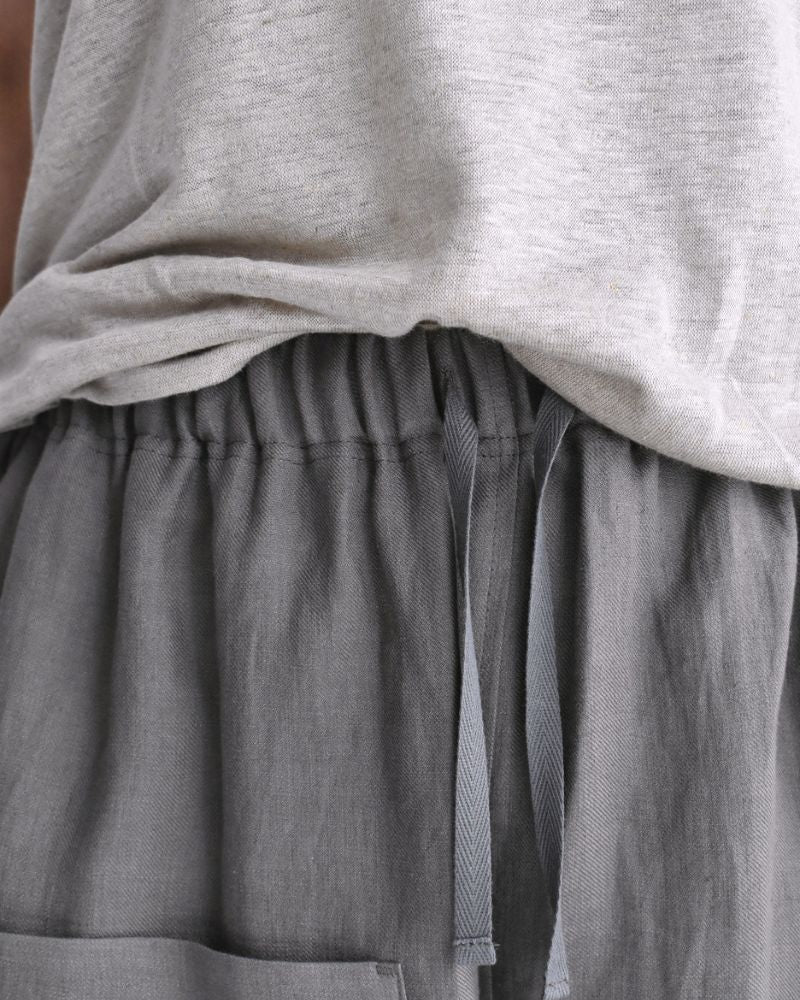 アシメポケットベイカーパンツ（LINEN） DarkGray
