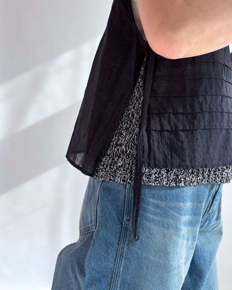 ボイル スリーブレスタックブラウス Navy