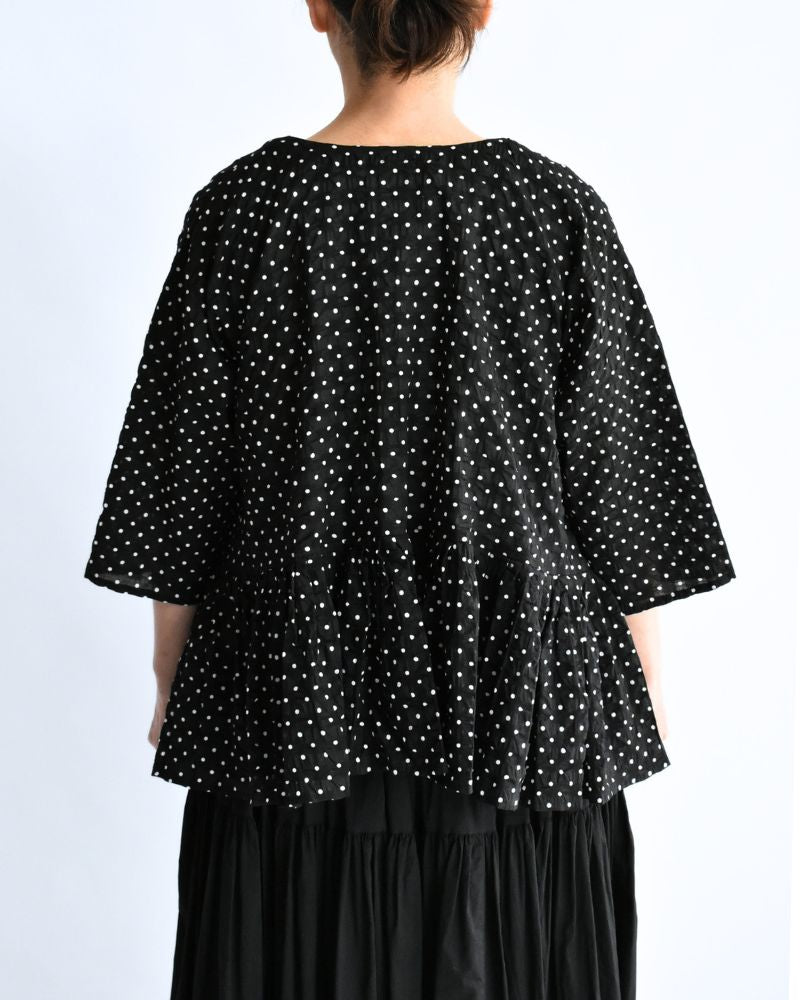 リップルドット カシュクールブラウス Black/White
