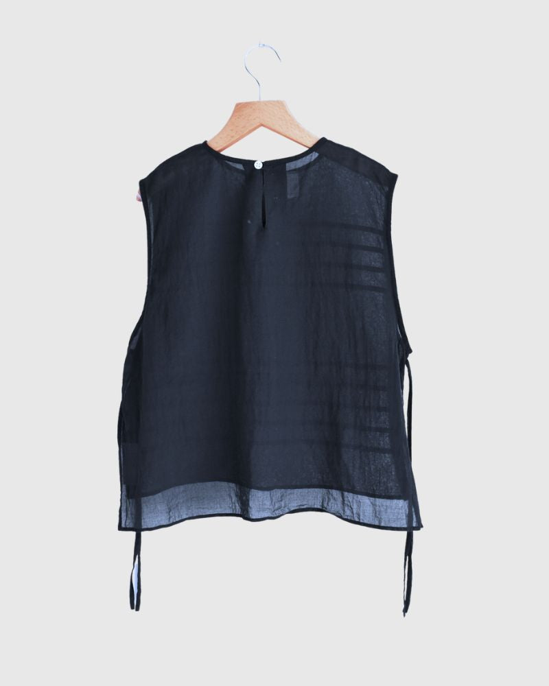 ボイル スリーブレスタックブラウス Navy