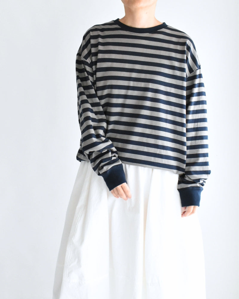 タック コクーンTシャツ Gray/Navy Border