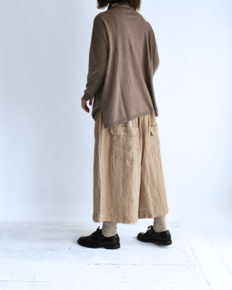 手織り40リネン キュロットパンツ Beige