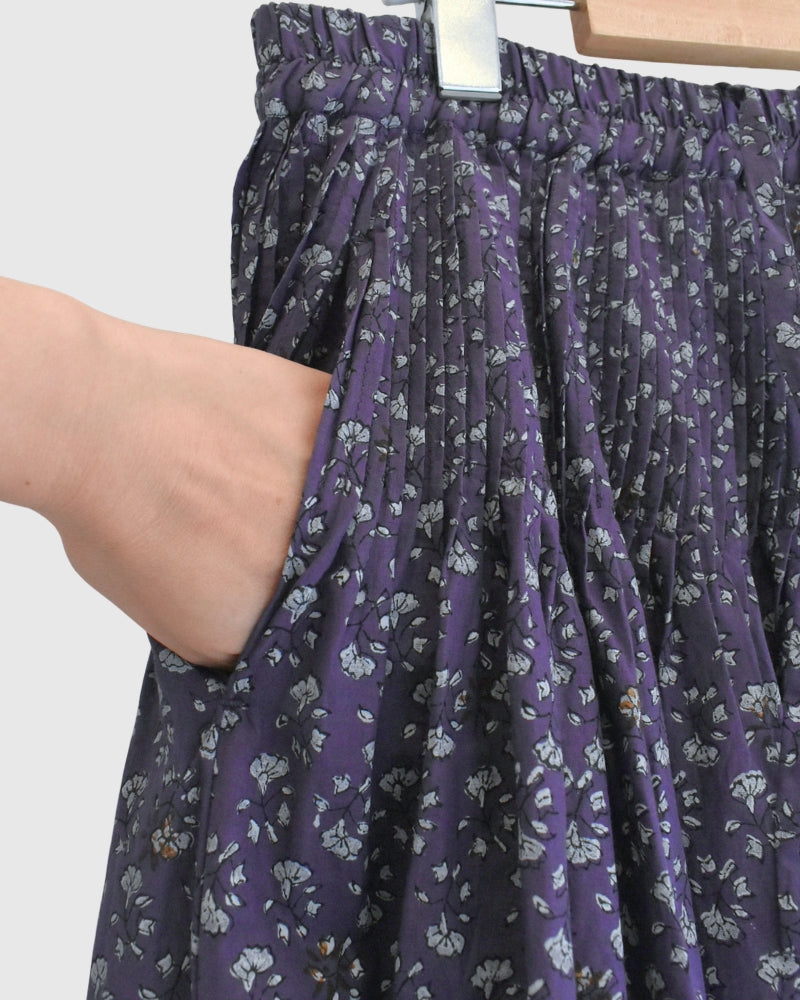 RAJASTHAN TUCK GATHERED SKIRT WITH LINING Purple