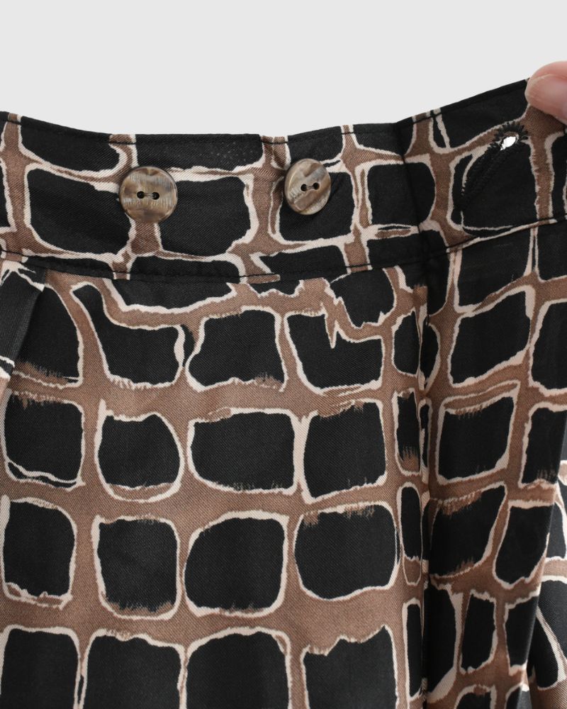 石畳柄のテロテロパンツ CamelBlack