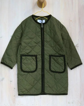 【sale】TAFFETA QUILT LONG COAT Khaki　105cm,115cm,125cm