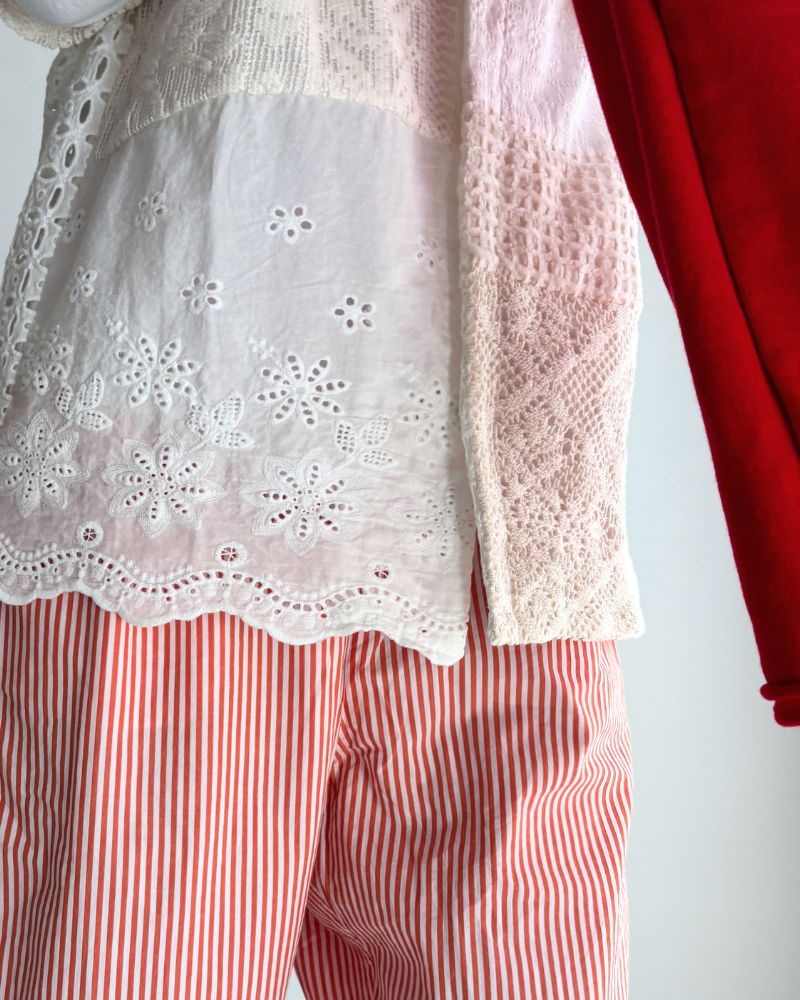 POPLIN STRIPE EASY PANTS OrangeStripe