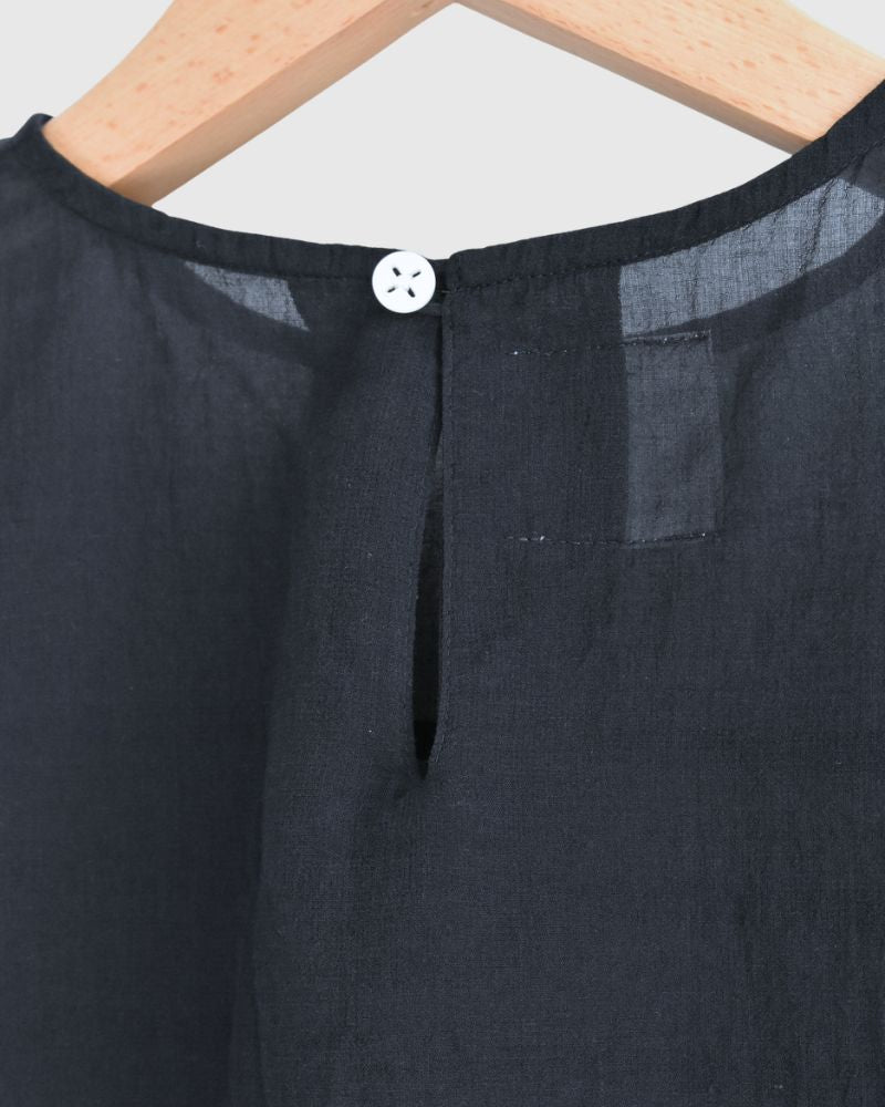 ボイル スリーブレスタックブラウス Navy