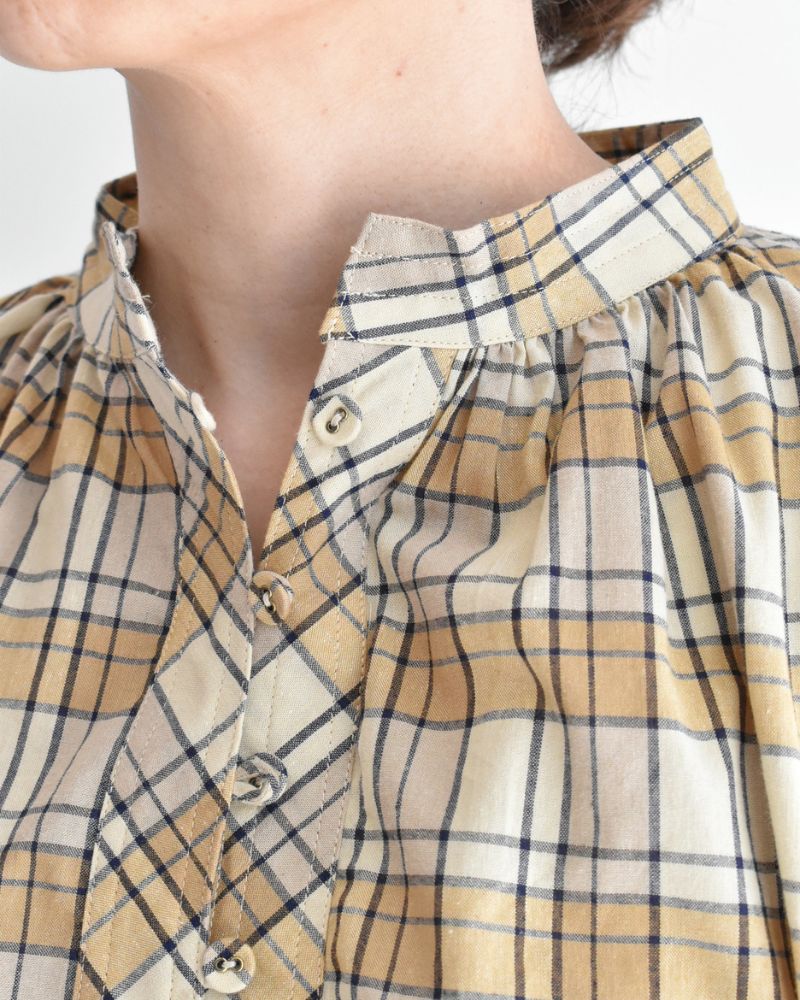 チェックヘンリーシャツ Beige/NavyCheck
